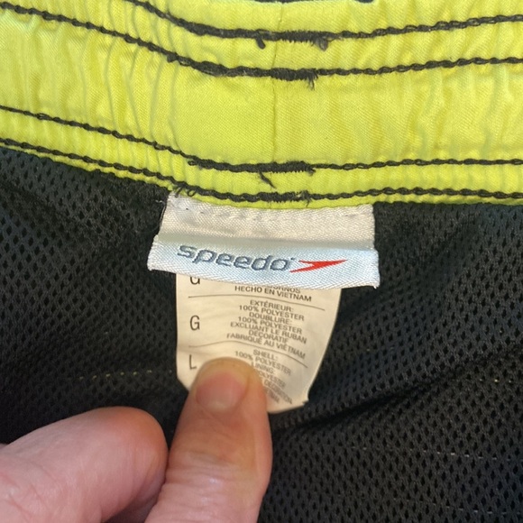 Men’s Speedo Black and Lime Green Athletic Performance Shorts/Bathing Suit - Picture 4 of 4